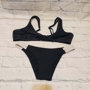 Abercrombie & Fitch Navy Bikini with White Cut Out